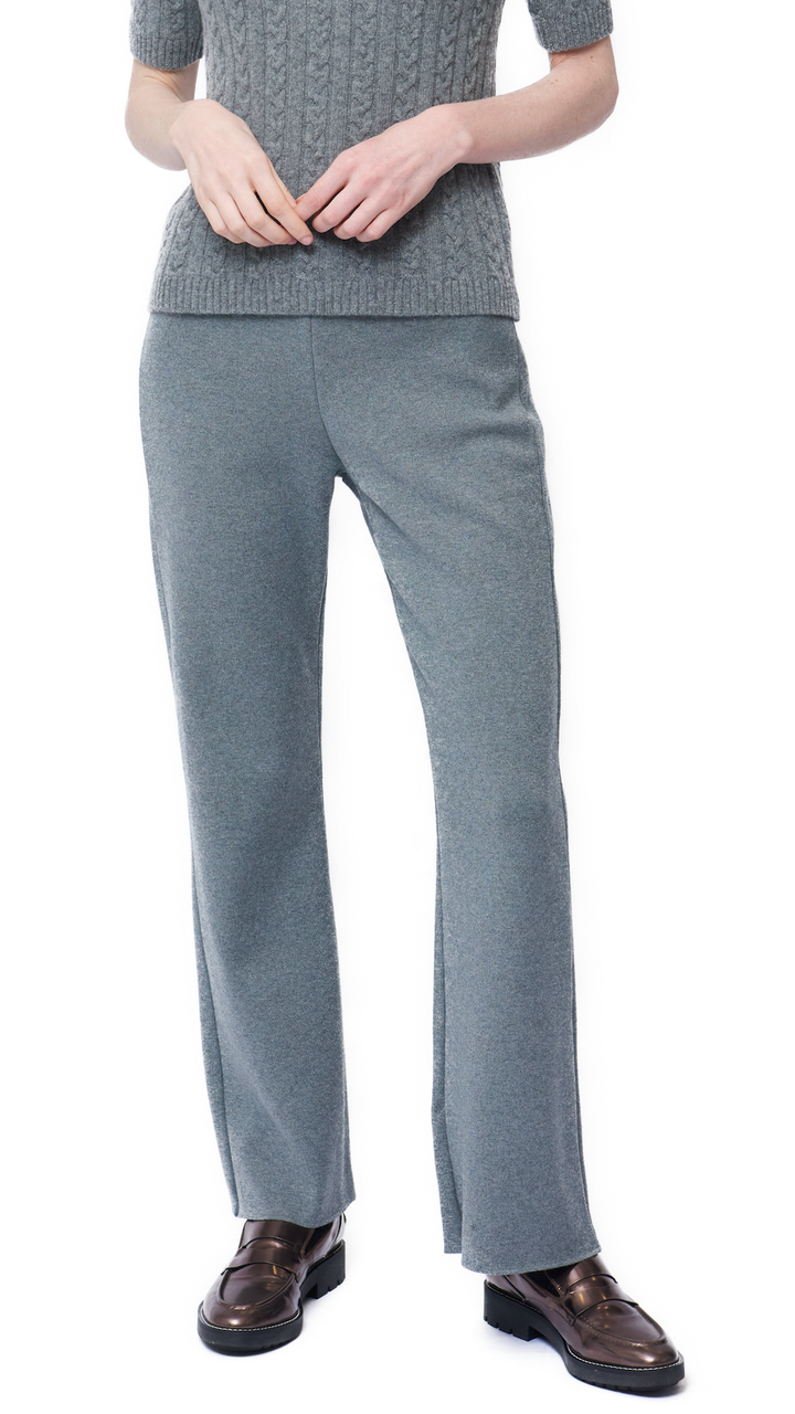 Monique Milano-Knit Boot Leg  Pants - Gray
