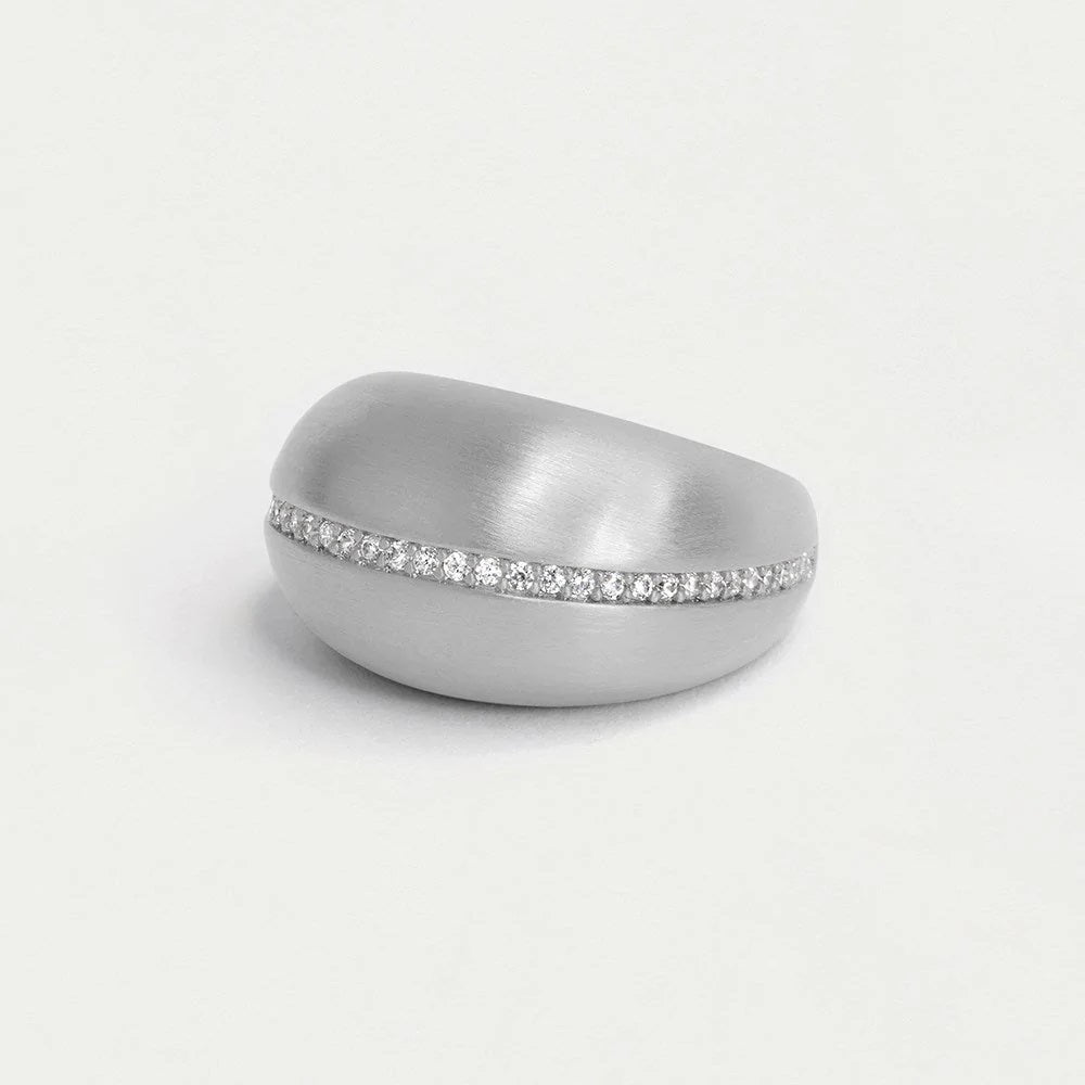 Petit Pave Statement Ring Silver