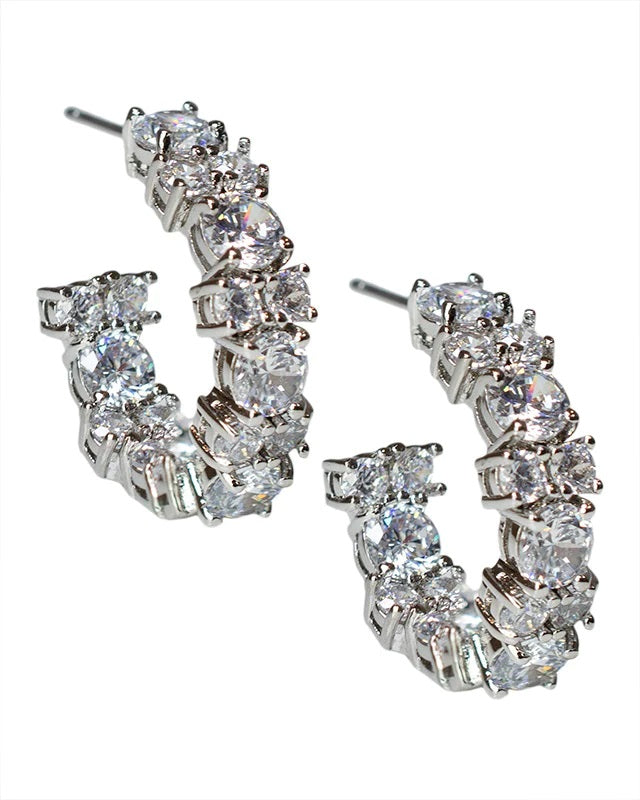 Round CZ Hoop Earrings