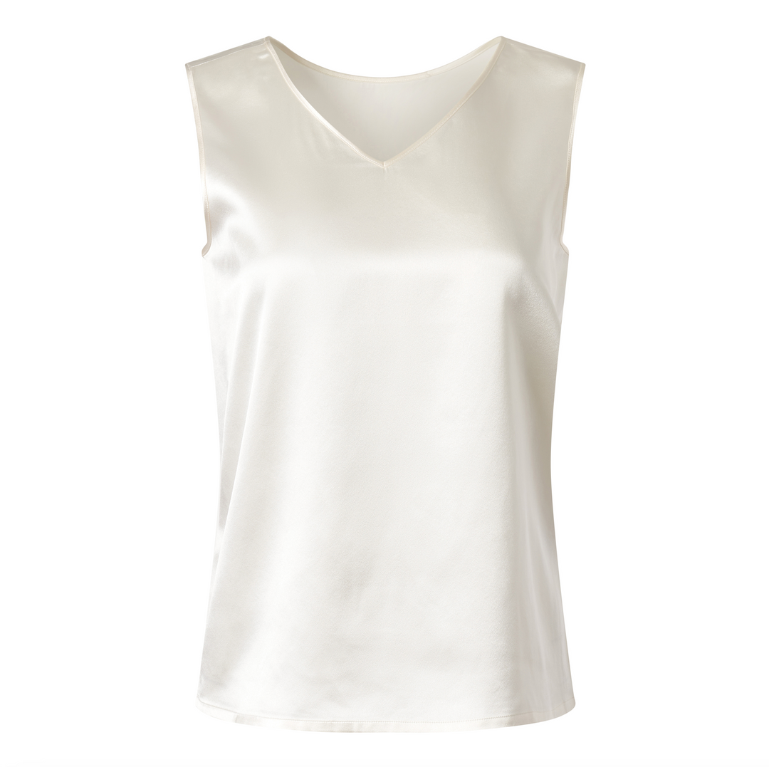 Silk Reversible Tank Top In White