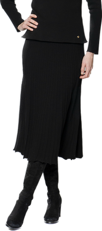 Georgia Pleated-Knit Midi Skirt - Black