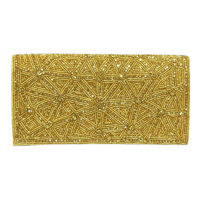 Crystal Beaded Clutch Gold