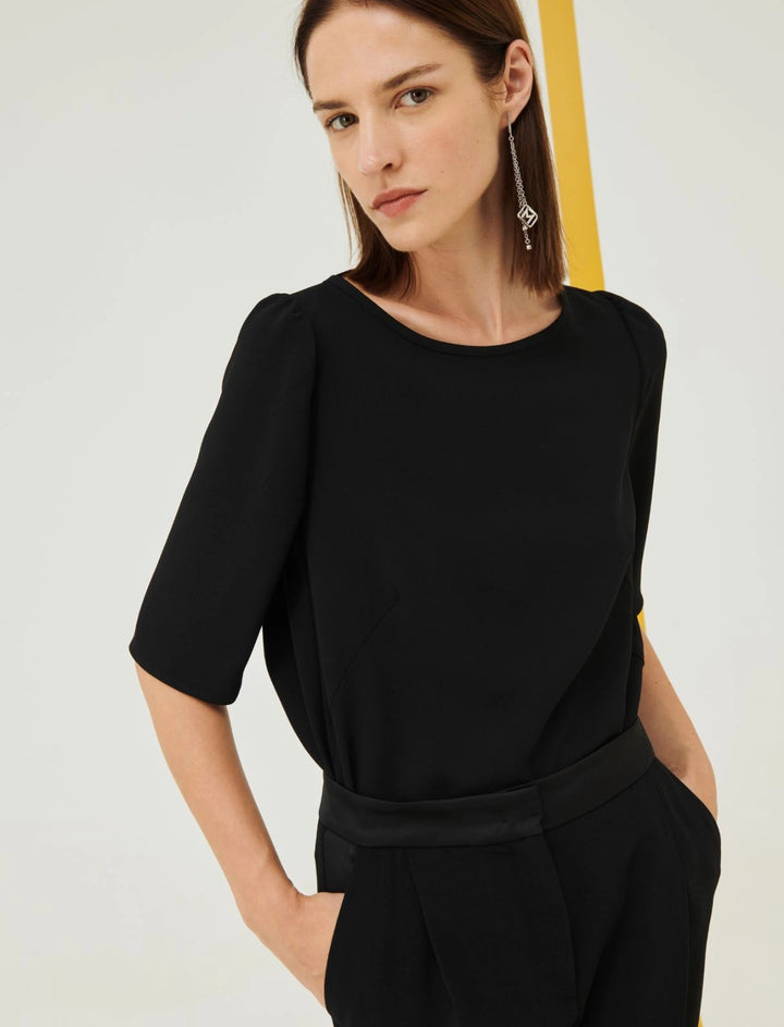 Vanessa satin back crepe hi lo blouse - nero