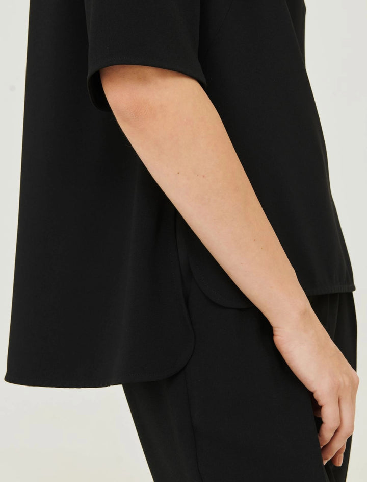 Vanessa satin back crepe hi lo blouse - nero