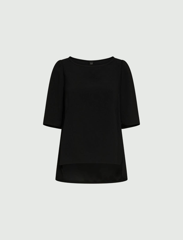 Vanessa satin back crepe hi lo blouse - nero