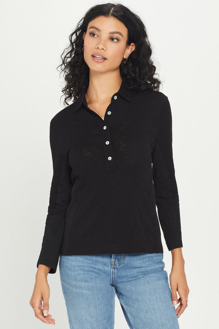 Classic Henley Polo Tee - Black