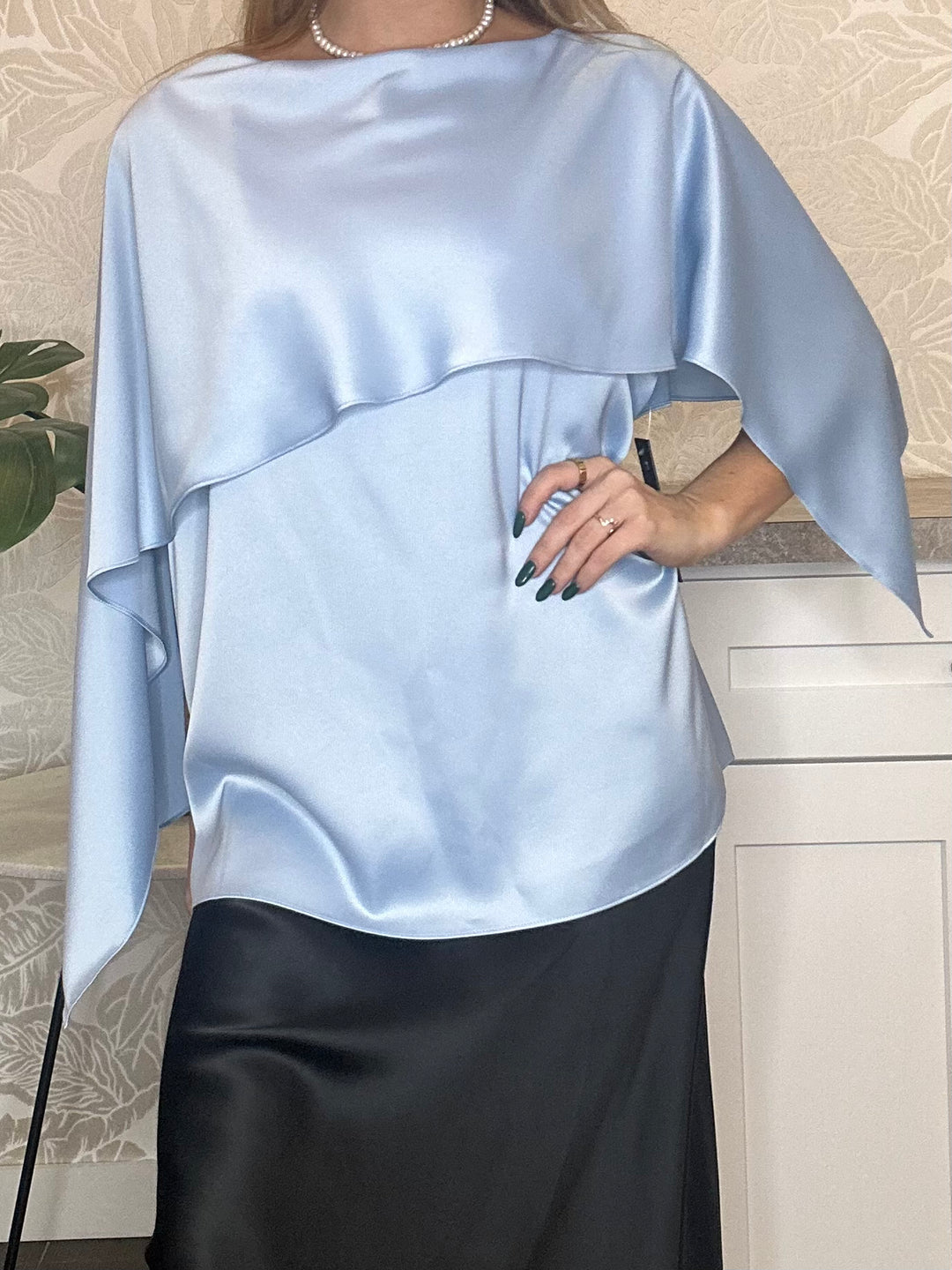 Satin Capet Top - Sky Blue
