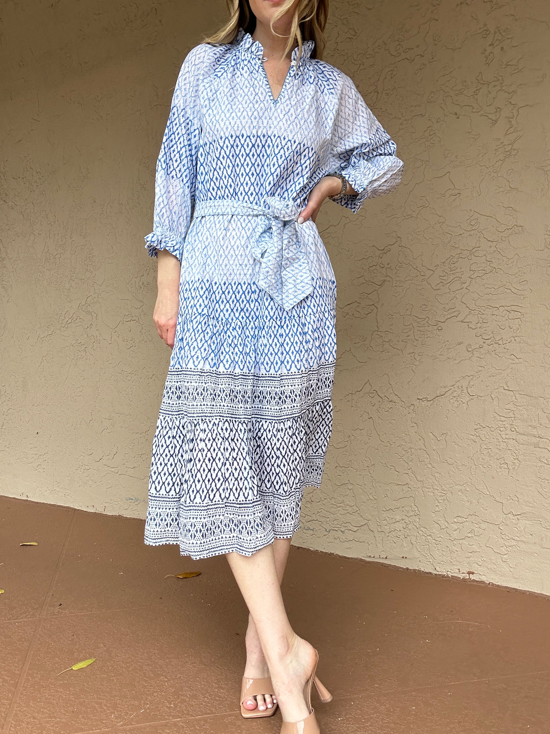 Azure & Indigo Byron Dress in Blue Print
