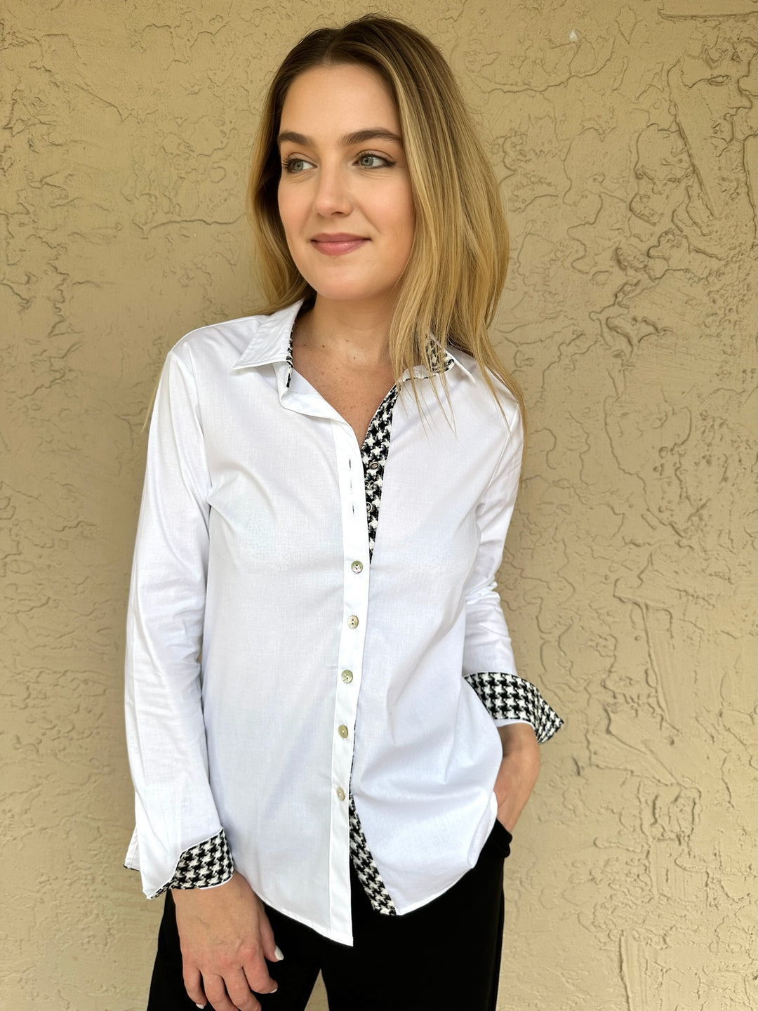Cotton Houndstooth Blouse