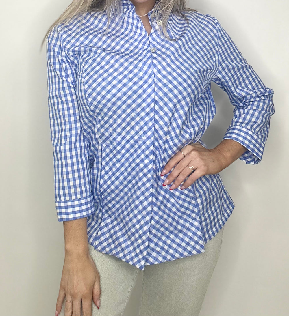 sky blue gingham allison shirt