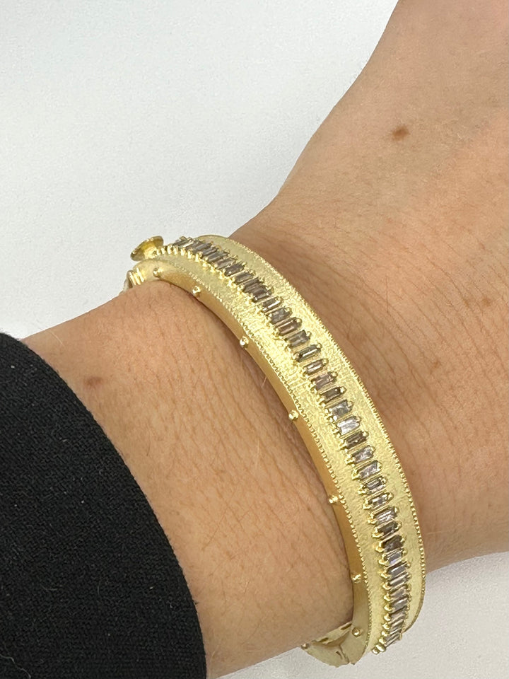 Gold Plated Finish Bracelet - Rose Cut Baguette Diamonds