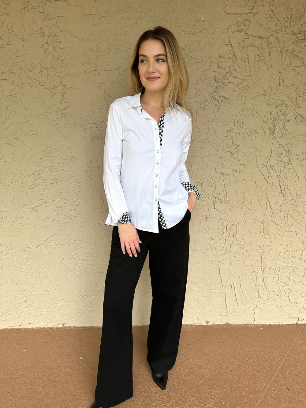 Cotton Houndstooth Blouse