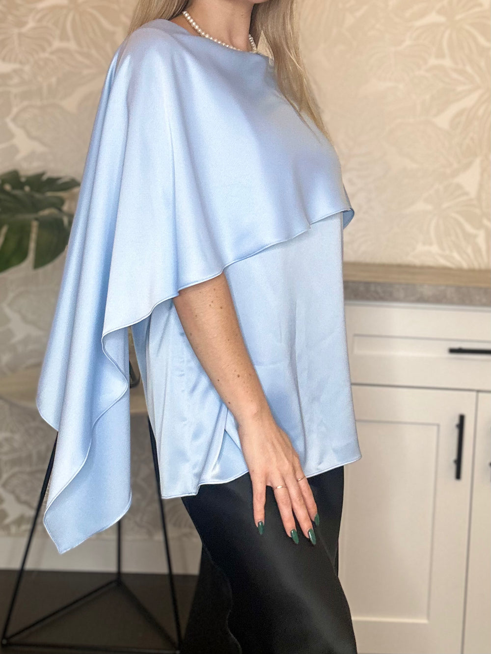 Satin Capet Top - Sky Blue