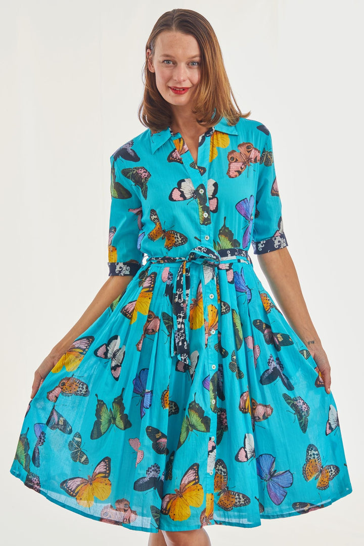 Dizzy Lizzie Mrs Maisel Dress Turquoise Butterflies