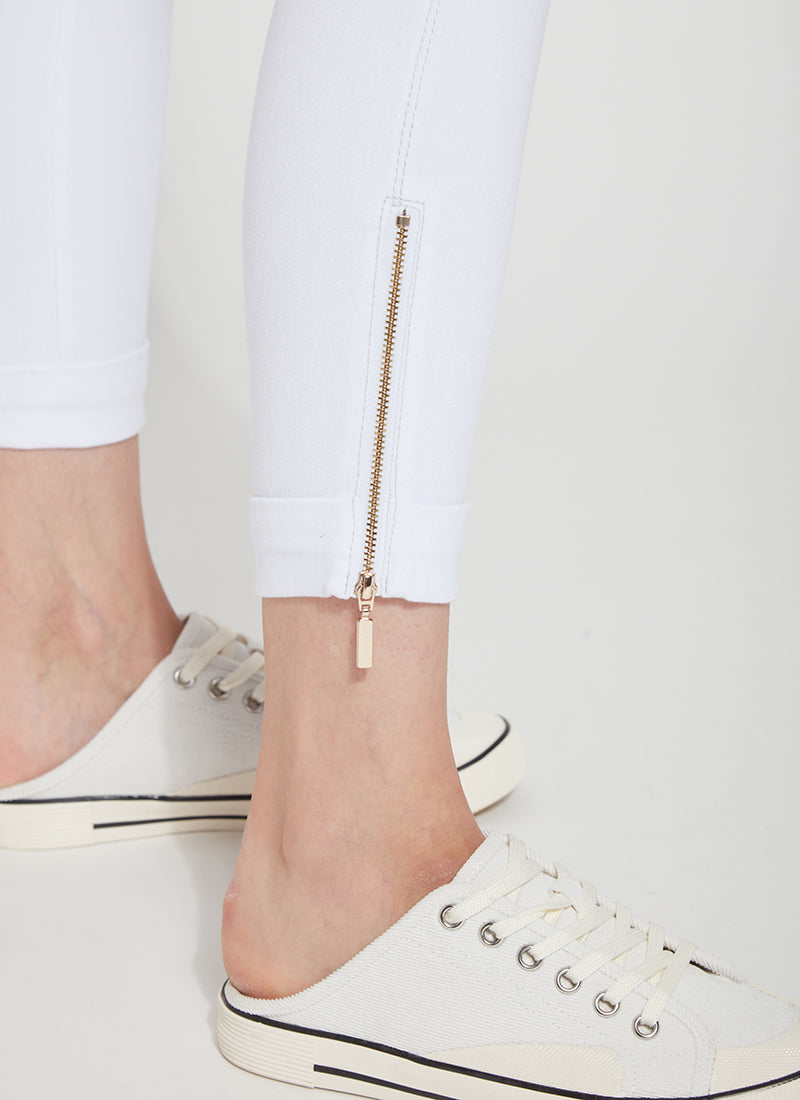 Lysse Denim Cuffed Zip Crop in White
