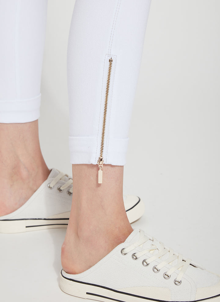 Lysse Denim Cuffed Zip Crop in White