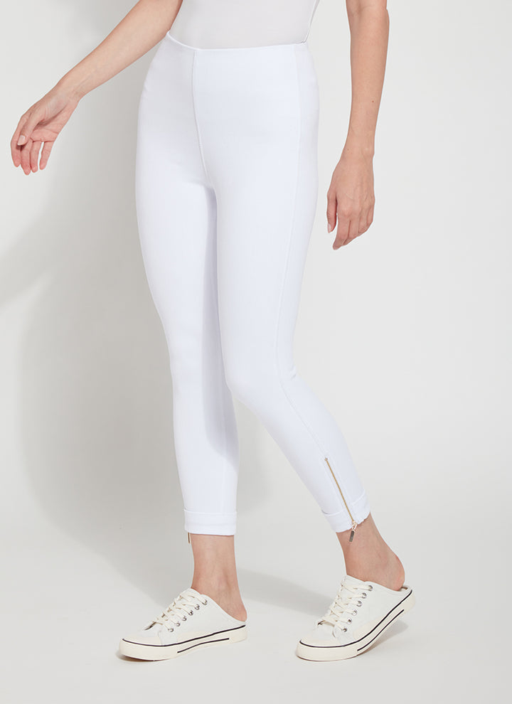 Lysse Denim Cuffed Zip Crop in White