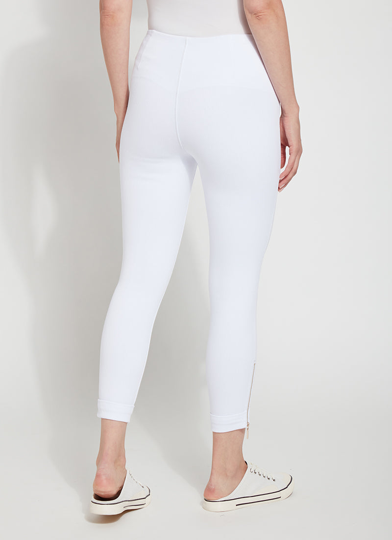 Lysse Denim Cuffed Zip Crop in White
